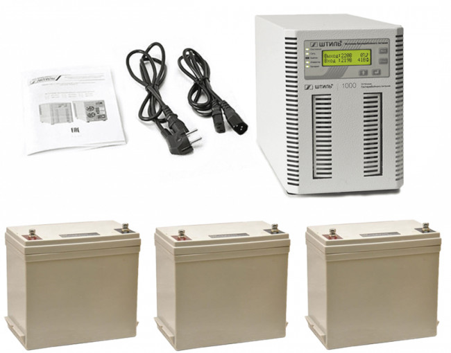 Комплект ИБП Штиль ST1101L (1000 ВА) + 3 АКБ по 55Ач Комплект ИБП Штиль ST1101L (1000 ВА) + 3 АКБ по 55Ач